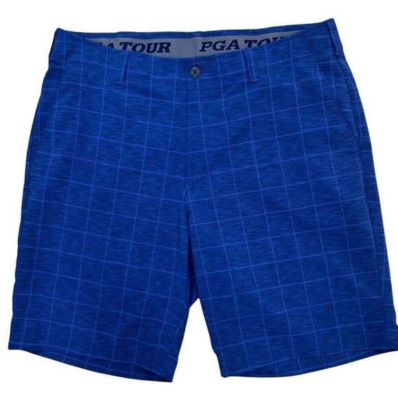 PGA Tour Apparel Chino Performance Golf Shorts Men's Size 34 Blue Flat Front - Picture 2 of 6